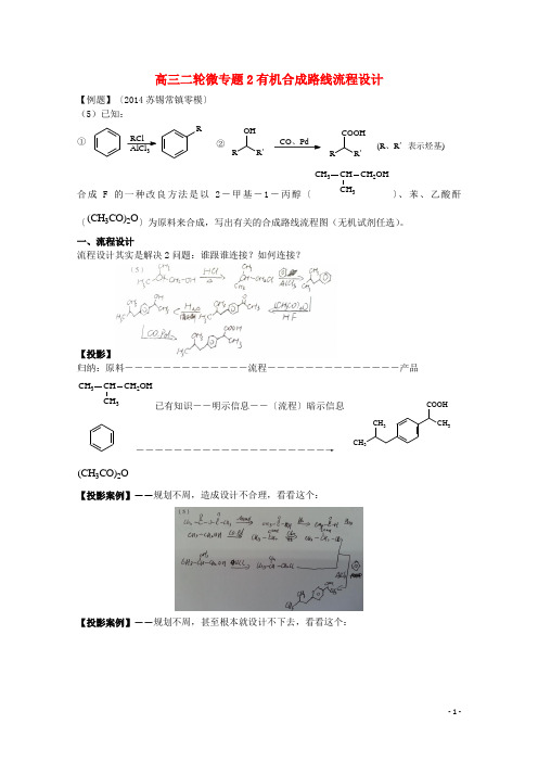 江苏省宝应县画川高级中学届高考化学二轮复习微专题3有机合成路线流程设计导学案【精品教案】