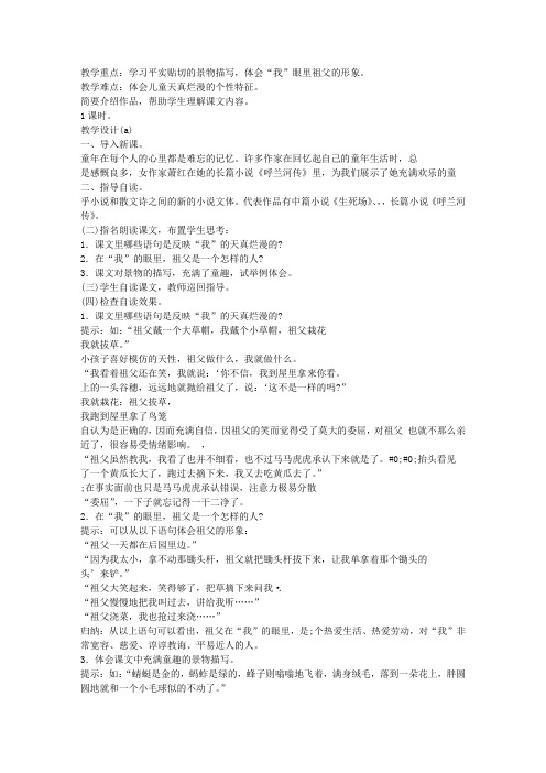 呼兰河传(节选)-教学教案