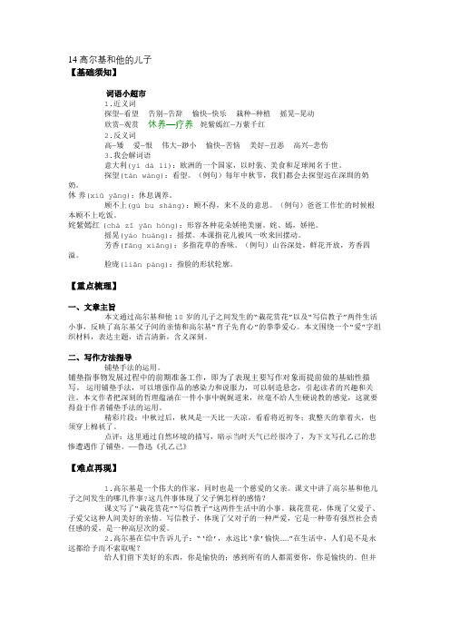 14 高尔基和他的儿子-要点梳理