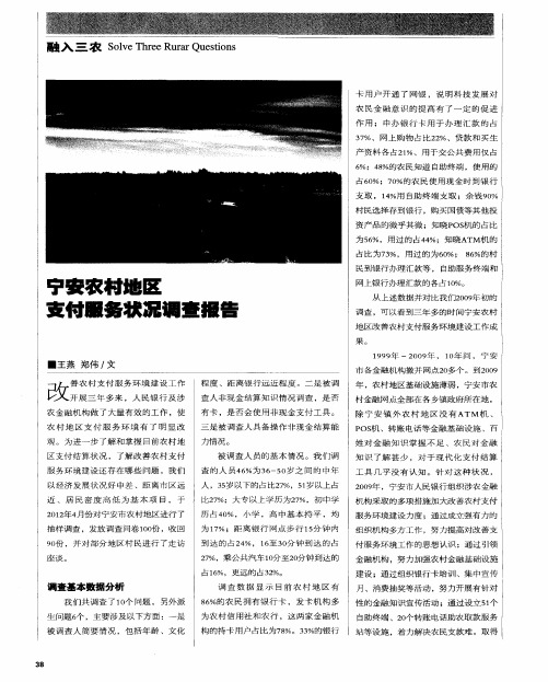 宁安农村地区支付服务状况调查报告