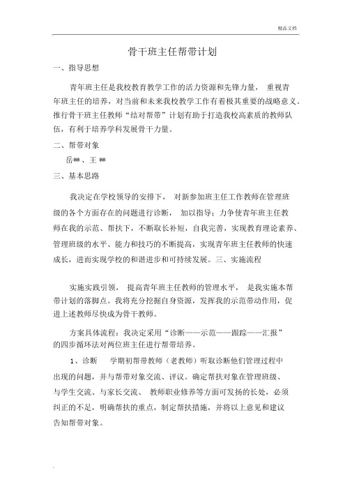 骨干班主任帮带计划.docx
