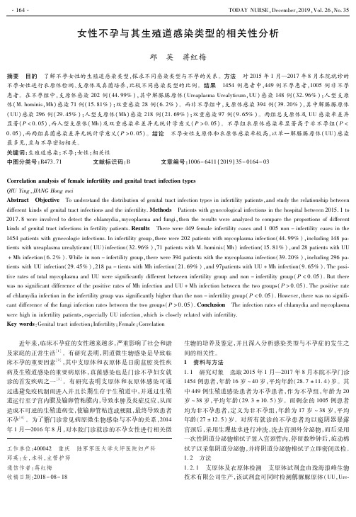 女性不孕与其生殖道感染类型的相关性分析
