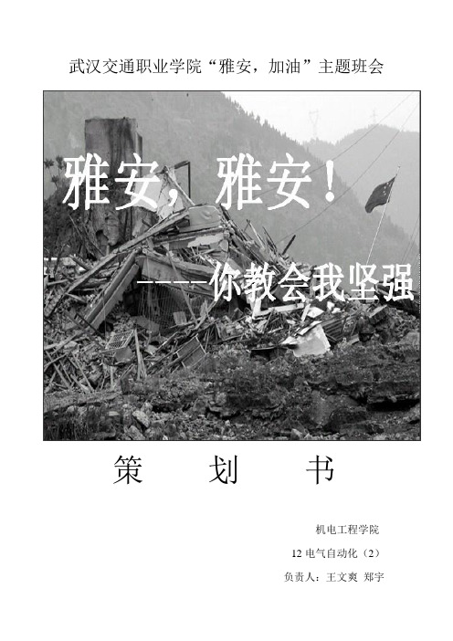 雅安地震传递爱心主题班会