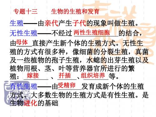 初中八年级(初二)生物 第七单元生物圈中生命的延续和发展第一章 生物的生殖和发育