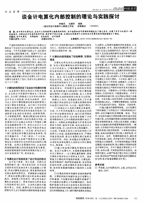 谈会计电算化内部控制的理论与实践探讨