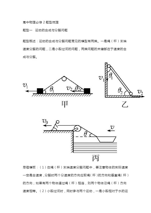 高中物理必修2题型梳理