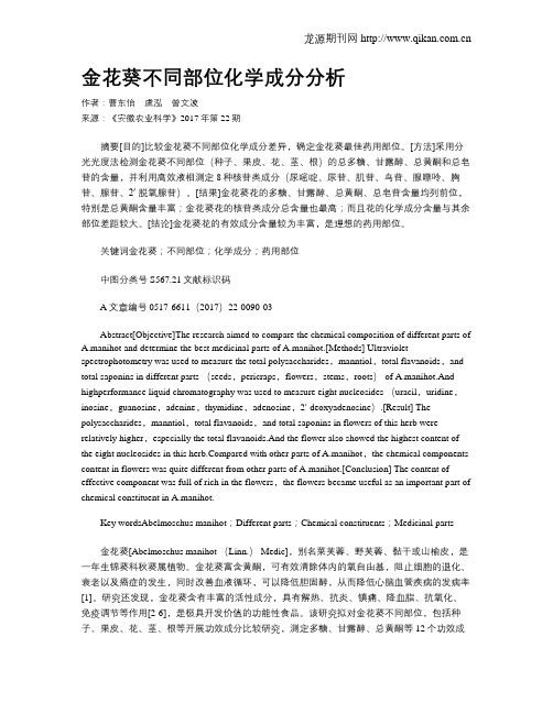 金花葵不同部位化学成分分析