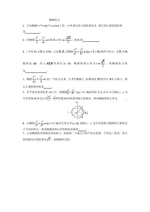 圆锥曲线椭圆练习