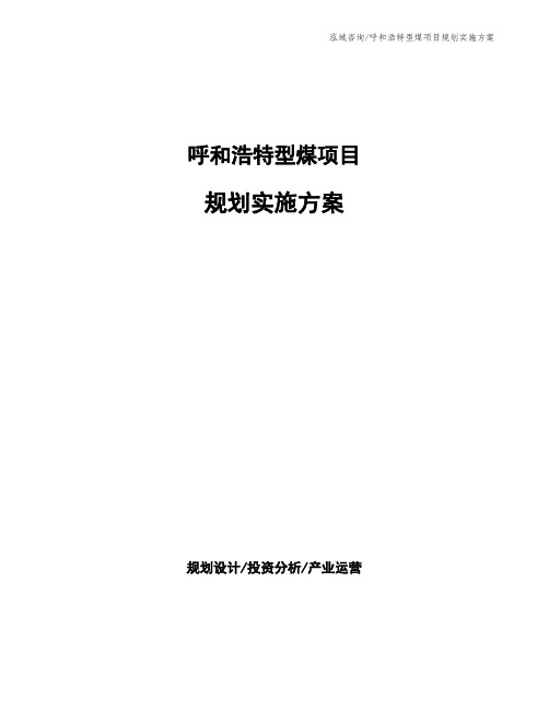 呼和浩特型煤项目规划实施方案