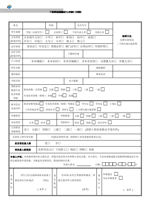 茶艺师报名表