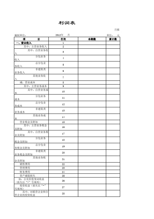 利润表模板