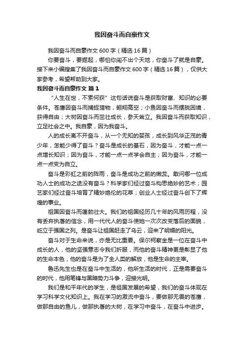 我因奋斗而自豪作文600字（精选16篇）