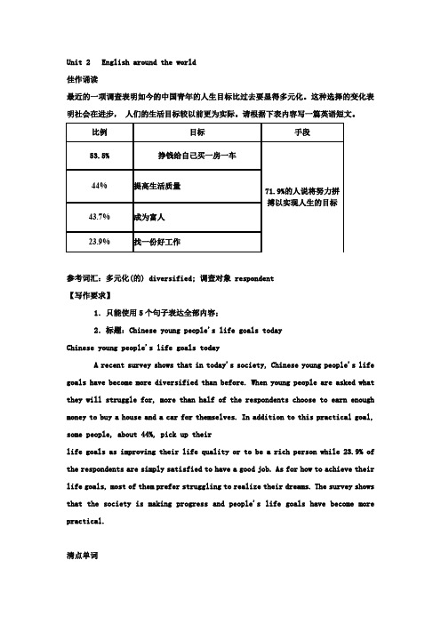 【广东专用】2012届(人教版新课标)高中英语一轮复习学案 必修1 Unit 2 English around the world