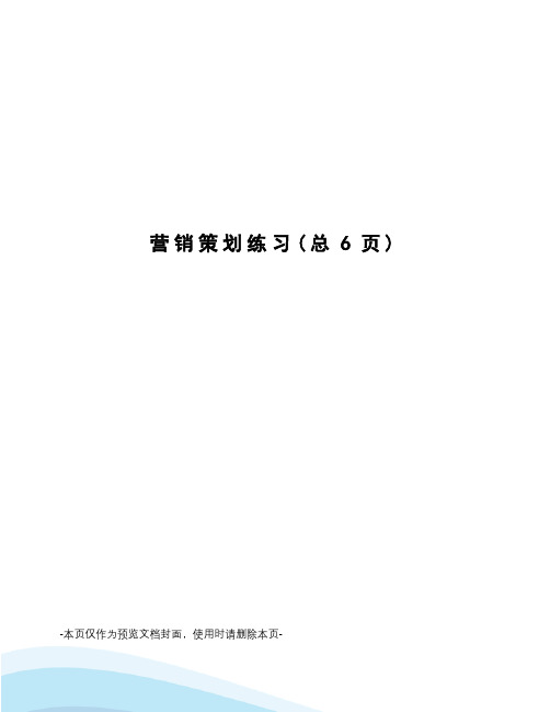 营销策划练习