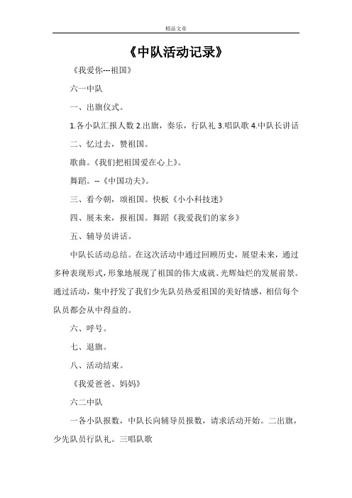 《中队活动记录》