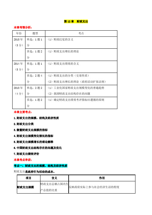 中级经济师-经济基础、第十二章财政支出