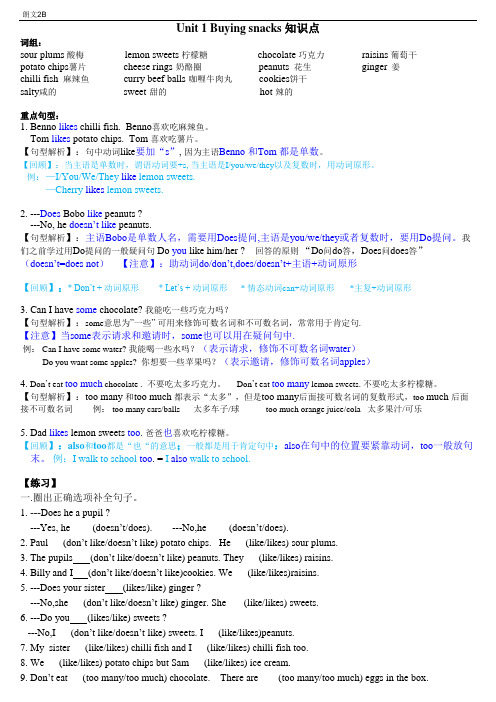 香港朗文LWTE小学教材2B 知识点归纳