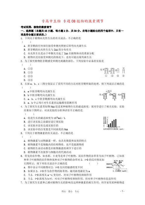 专高中生物 专题08植物的激素调节