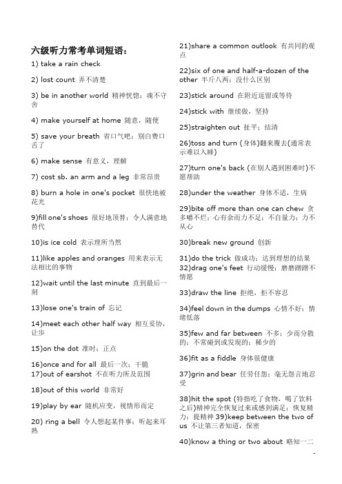 六级听力常考单词