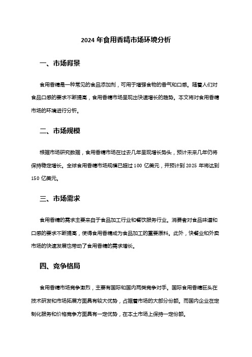2024年食用香精市场环境分析
