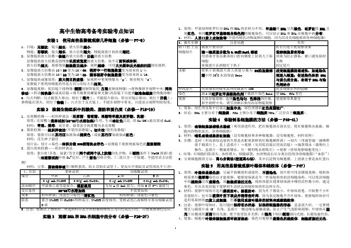 人教版高中生物高考备考实验考点知识