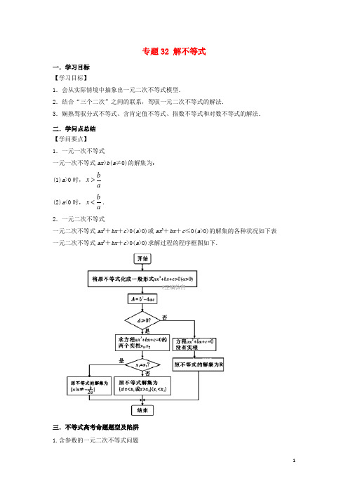 2025届高考数学基础总复习提升之专题突破详解专题32解不等式含解析