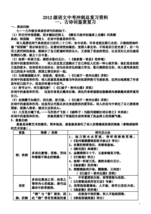 初中语文中考冲刺总复习资料