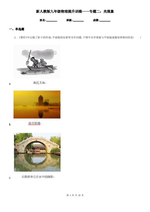 新人教版九年级物理提升训练——专题二：光现象