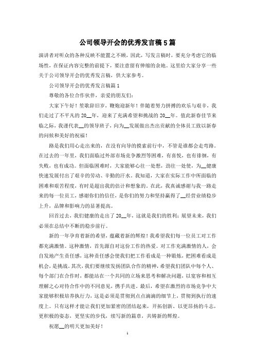 公司领导开会的优秀发言稿5篇