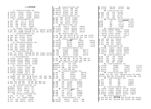 人教版语文八上词复习检测(含讲解答案)