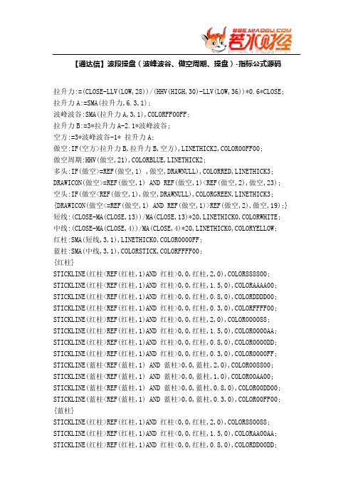 【股票指标公式下载】-【通达信】波段操盘(波峰波谷、做空周期、操盘)