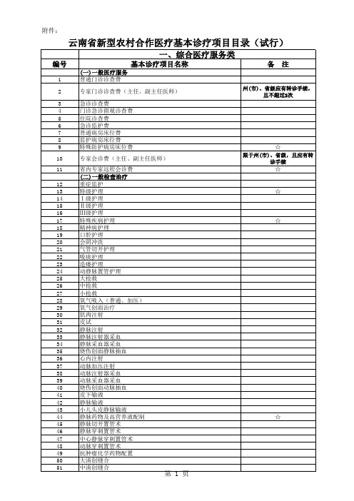 新农合基本诊疗项目(试行)电子版