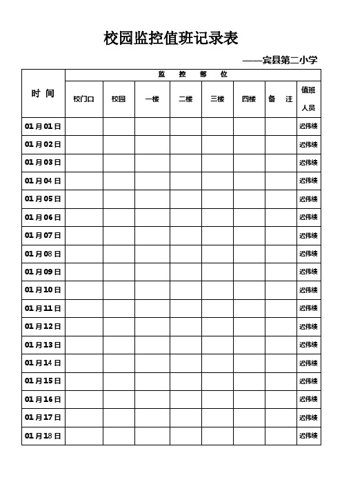 校园监控值班记录表