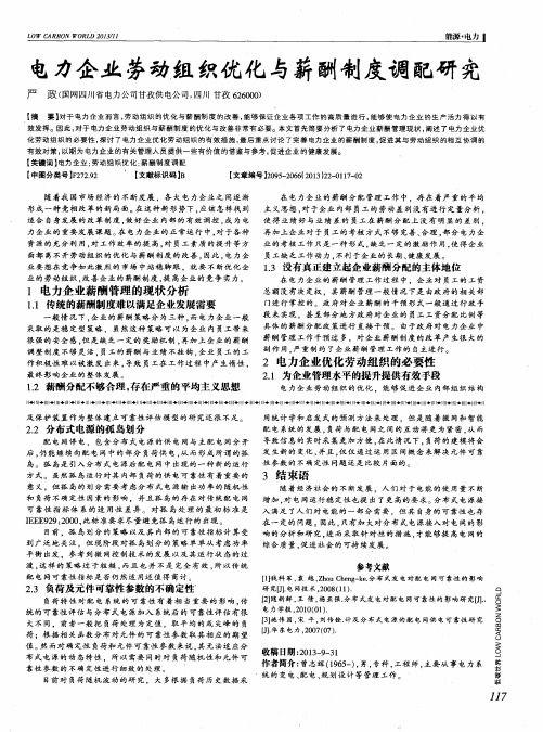 电力企业劳动组织优化与薪酬制度调配研究