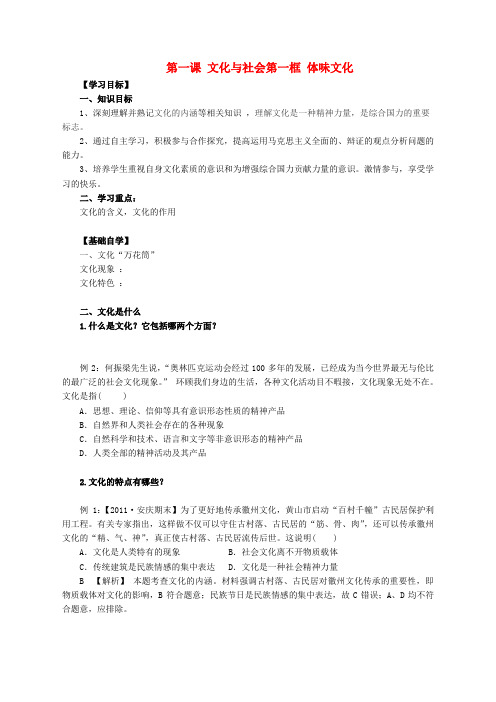 高中政治 1.1.1体味文化学案 新人教必修3