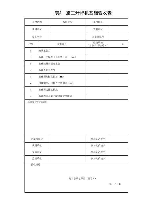 施工升降机基础验收表