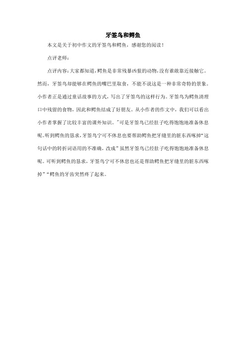 牙签鸟和鳄鱼_初中作文