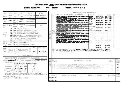 重庆医科大学申报教授专业技术职务任职资格评审综合情况