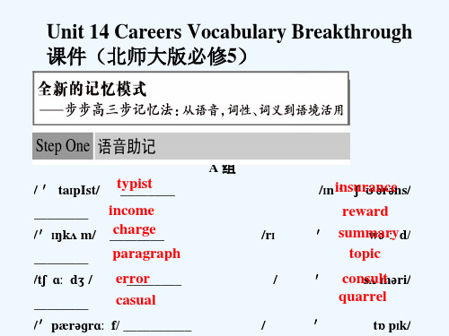 英语必修Ⅴ北师大版Unit14名师课件(共13张)词汇