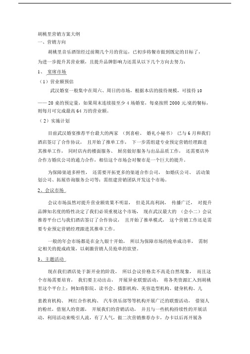 胡桃里营销规划方案大纲纲要大纲.docx