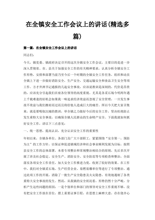 最新-在全镇安全工作会议上的讲话(精选多篇) 精品