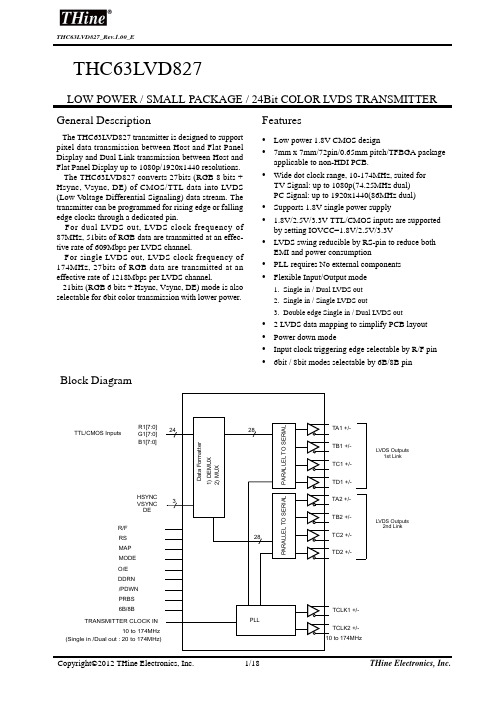 THC63LVD827 Datasheet