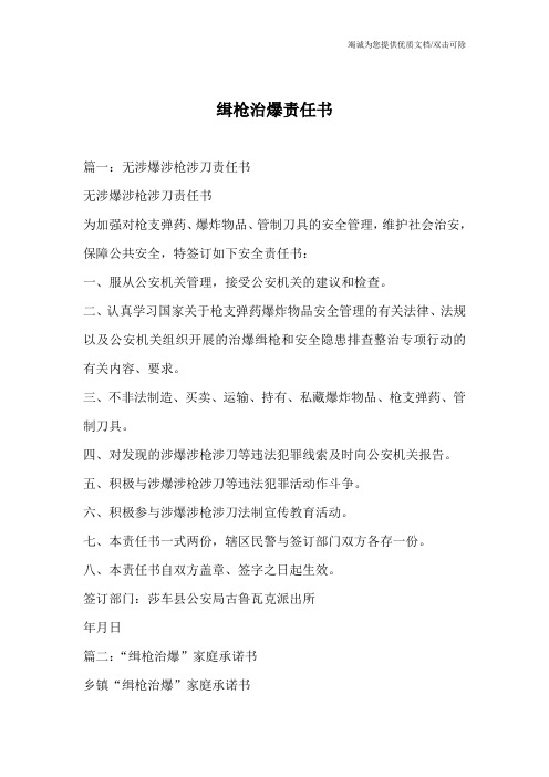缉枪治爆责任书