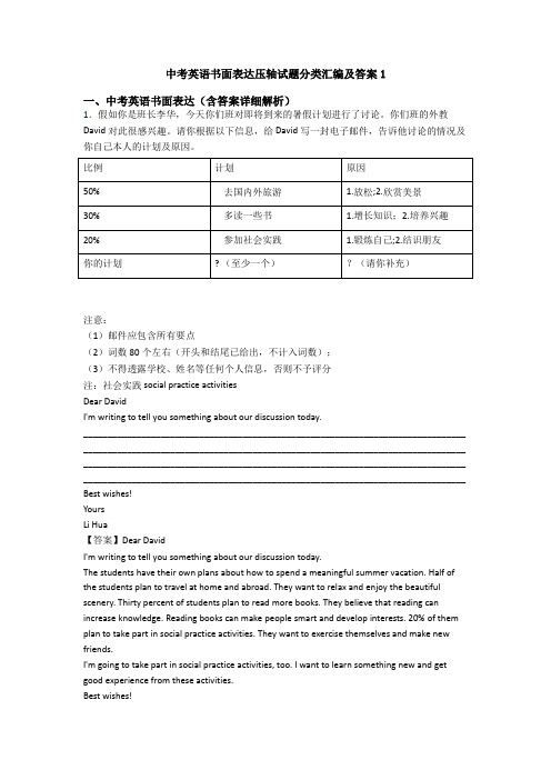 中考英语书面表达压轴试题分类汇编及答案1