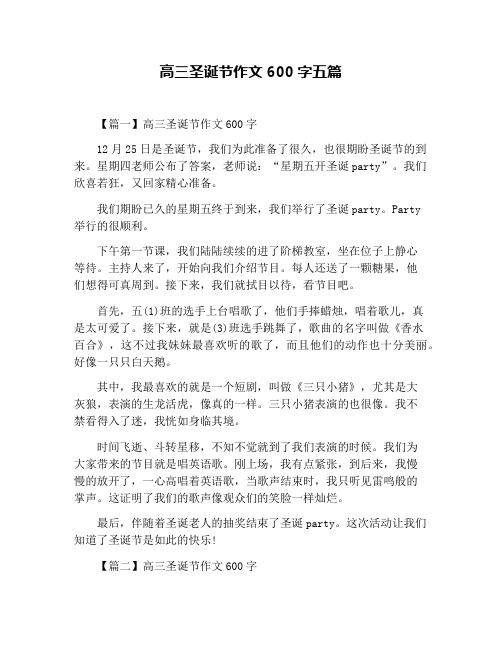 高三圣诞节作文600字五篇