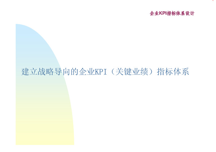 企业KPI指标体系设计——建立战略导向的企业KPI(关键业绩)指标体系