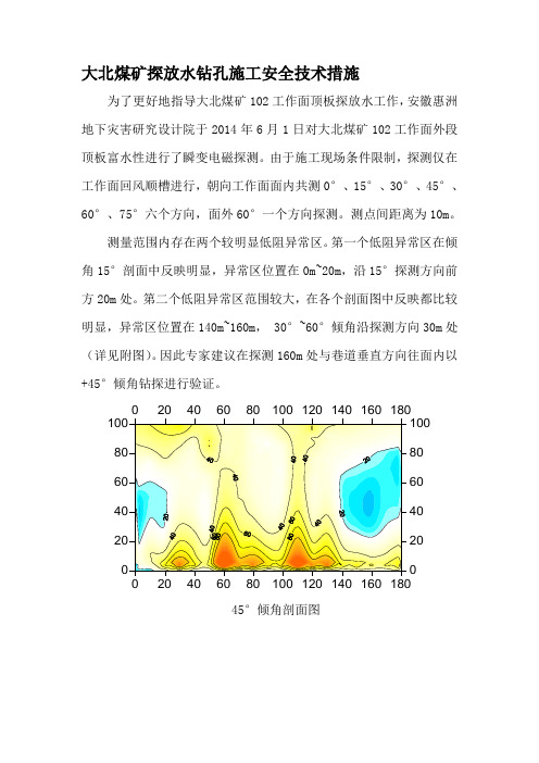 大北煤矿探放水钻孔安全技术措施(102回风顺槽)