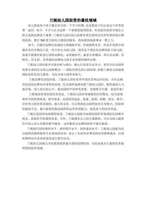 兰妮幼儿园投资的最优领域