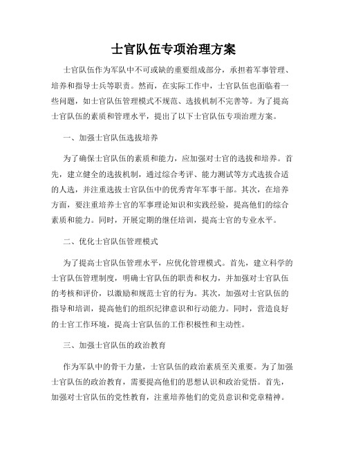士官队伍专项治理方案