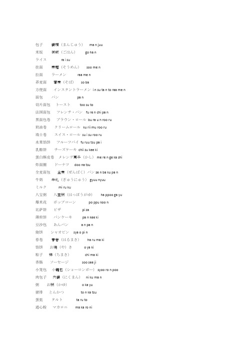 日本语の语汇ー食べ物